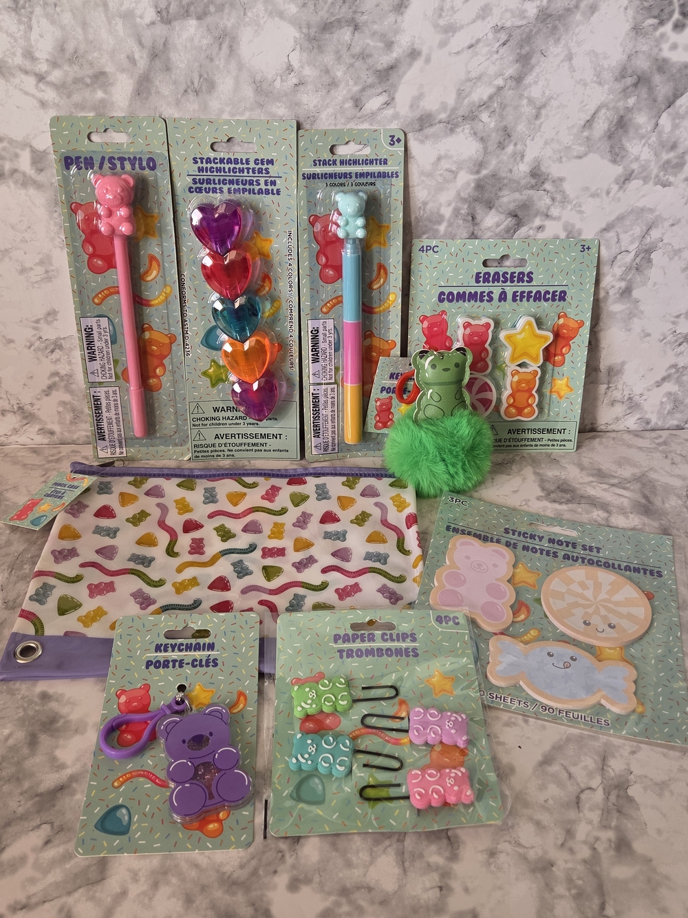 Gummy Bear Stationery with Accessories, 9 Piece Bundle - Back To School